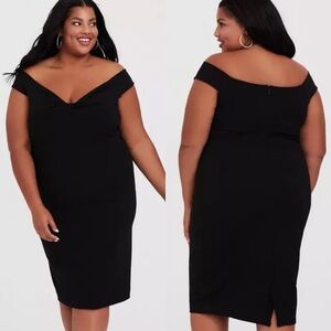 Torrid Womens Plus Size Knit Off-Shoulder Black Sexy Bodycon Dress, Size 3 22/24